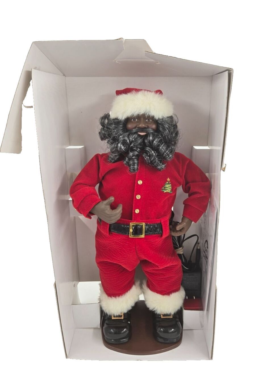 Jingle Bell Rock Dancing Singing Santa African American in Box - WORKING CLEAN
